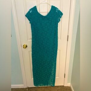 Teal Crochet Lace Dress size Large